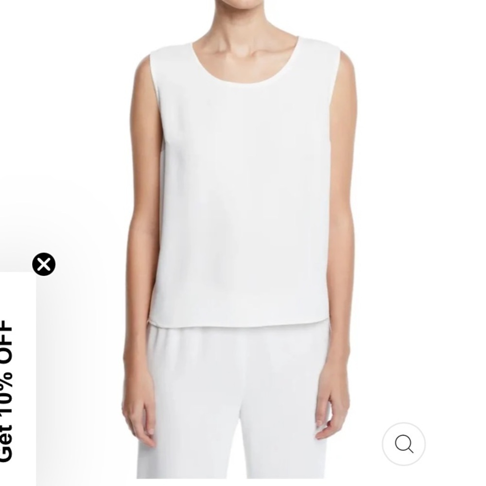 Caroline Rose Matte Crepe Suzette Top Sz S 100% Linen White